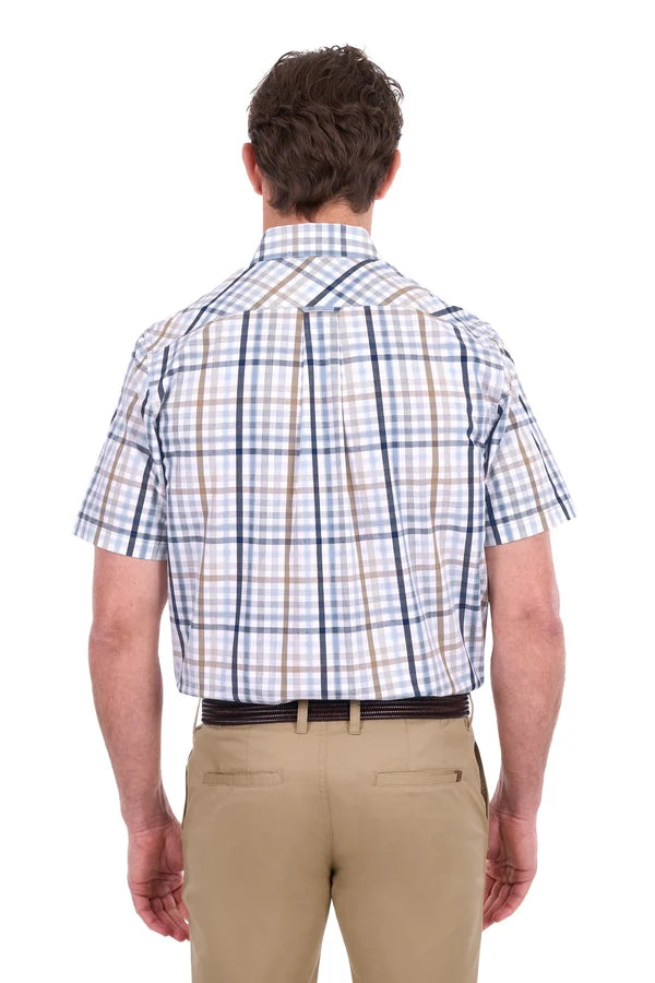 Thomas Cook Men's Alfie 2PKT Short Sleeve Shirt - Tan/ Navy