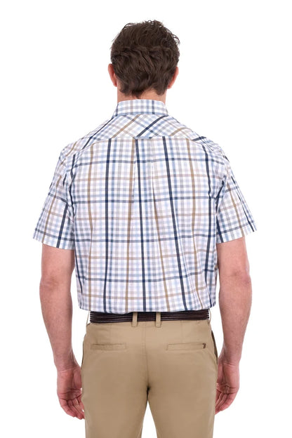 Thomas Cook Men's Alfie 2PKT Short Sleeve Shirt - Tan/ Navy