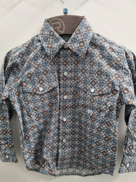 Roper Boys West Made Collection Shirt – Grey Print