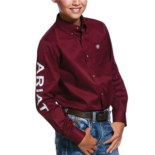 Ariat Boy Team Logo Shirt Burgundy