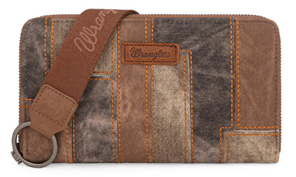 Wrangler Denim Patchwork Wallet - Brown
