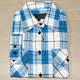 Pilbara Ladies Flannelette Shirt - Blue/Brown/White