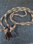 Brown/Olive/Beige Rope Reins with Slobber Straps