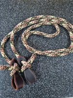 Brown/Olive/Beige Rope Reins with Slobber Straps