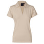 Ladies Longbeach Pique S/S Polo - Sand