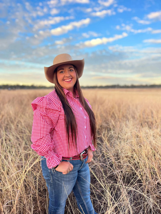 Black Colt Clothing Alina Long Sleeve Shirt - Red Check