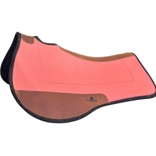 Saddle Pad 12mm Contoured Wool/Felt with Leather wear Pads - Peach