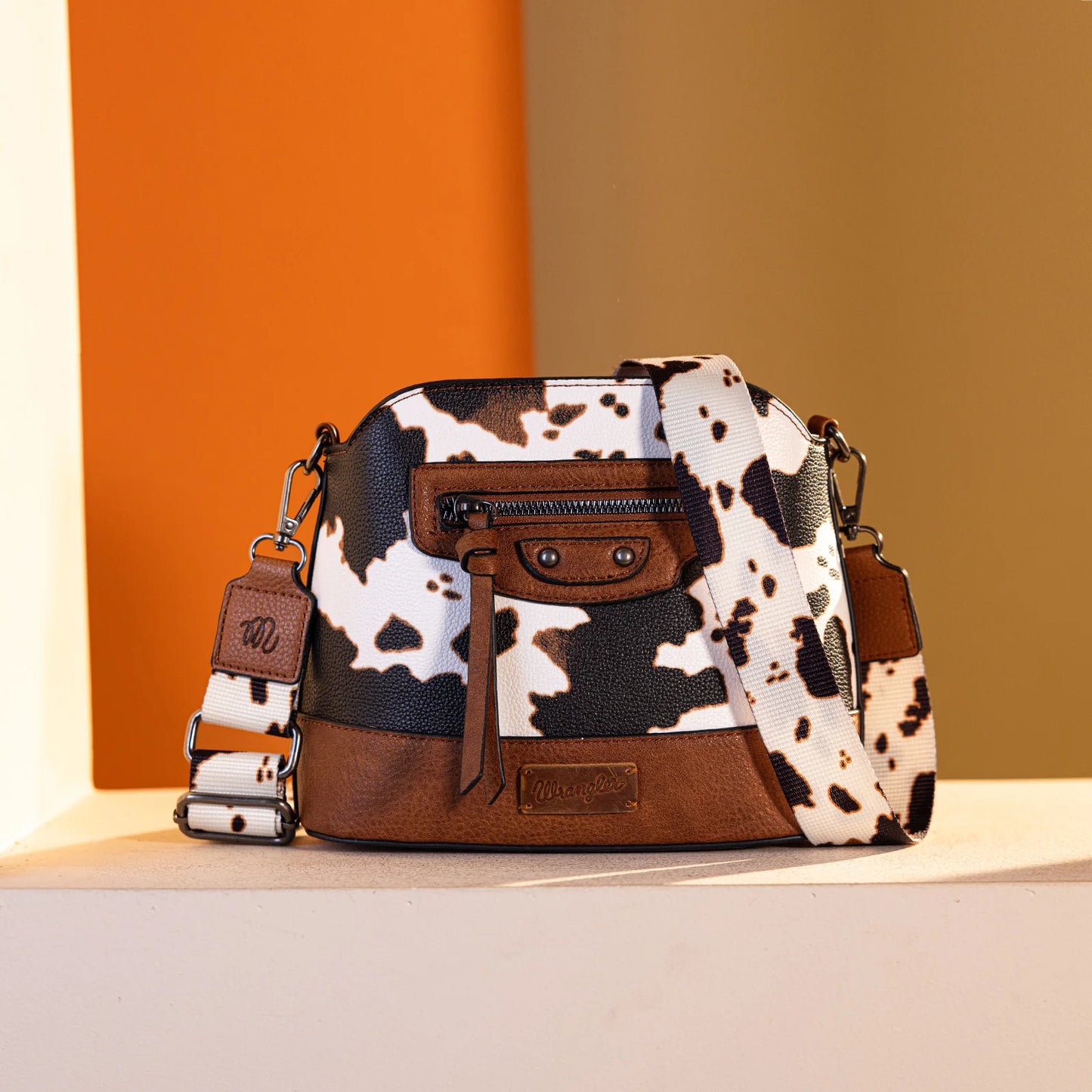Wrangler Cow Print Crossbody Bag - Brown