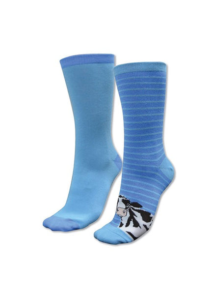 Adults H/stead Sock 2 Pack Blue Cow