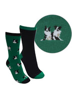 Adults Farmyard Sock 2 Pack Green/Black