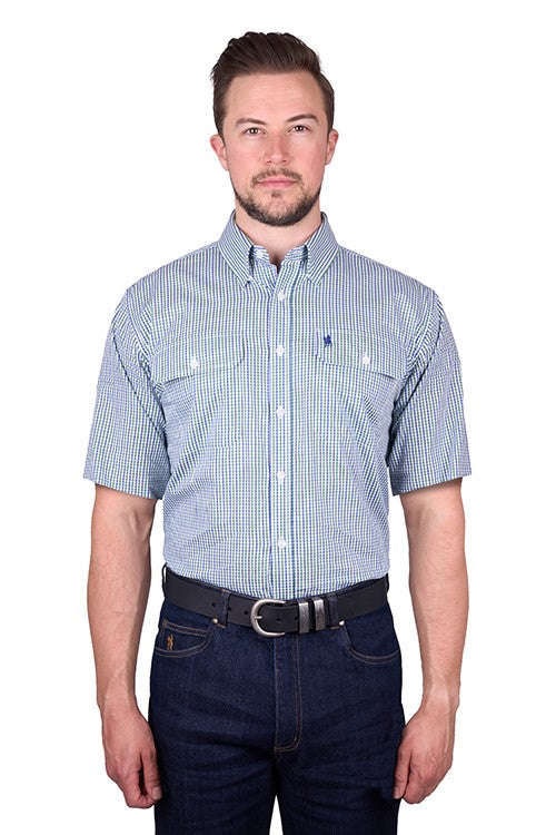Thomas Cook Men's Wentworth 2PKT S/S Shirt - Royal Blue/Green