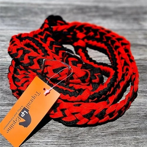 Braided Barrel Reins Red/Black - Toprail Equine