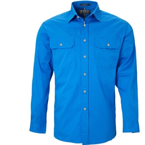 PILBARA Mens F/B L/S Light Blue