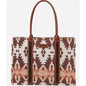 Wrangler Southwestern Pattern Dual Sided Print Canvas Wide Tote Light Coffee