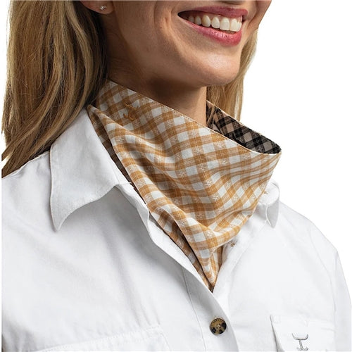 Just Country Carlee Double Sided Scarf Mustard & White Check/ Black & White Check