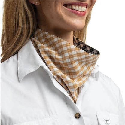 Just Country Carlee Double Sided Scarf Mustard & White Check/ Black & White Check