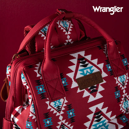 Wrangler Aztec Printed Callie Backpack (Nappy Bag) - Burgundy