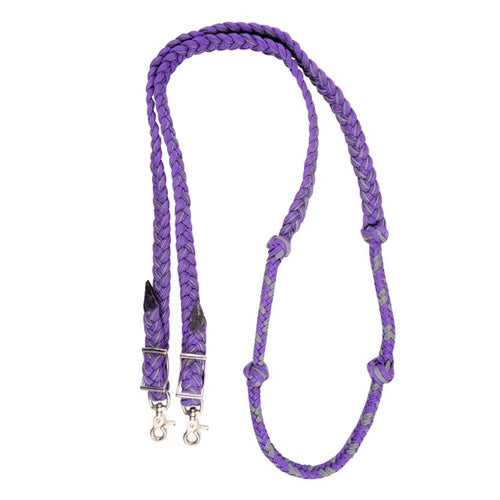 Martin Saddlery Braided Barrel Racing Reins  PURPLE-STEEL GREY