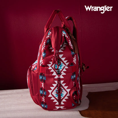 Wrangler Aztec Printed Callie Backpack (Nappy Bag) - Burgundy