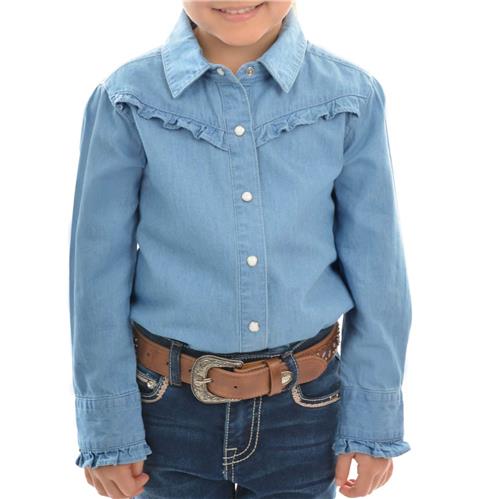 P/W Girls Darcy Chambray Frill L/S Shirt