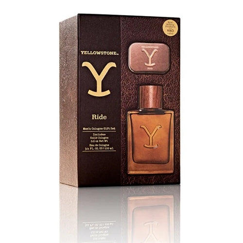 Tru Western Men's Yellowstone Ride Gift Set for Him - Ride cologne & Solid Cologne