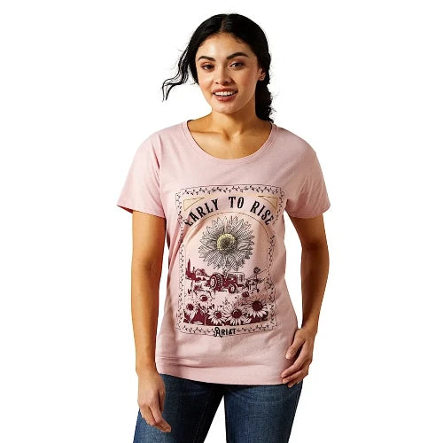 Ariat Ladies Early to Rise Short Sleeve Tee - Dusty Pink