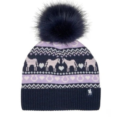 Kids Emilia Beanie - Navy / Lilac