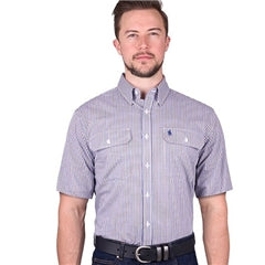 Thomas Cook Men's Wentworth 2PKT S/S Shirt - Royal Blue/Brown
