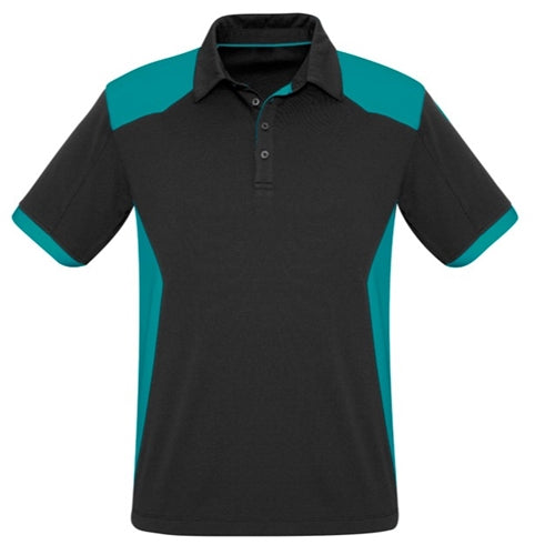 Biz Collection Men's Rival Short Sleeve Polo - Black/Teal