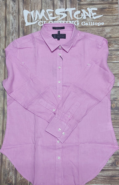 Pilbara Ladies Linen L/S Shirt - Musk