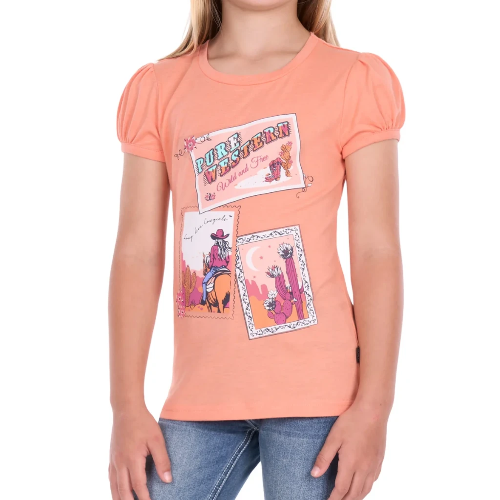 Pure Western Girl's Lulu Short Sleeve Tee - Coral