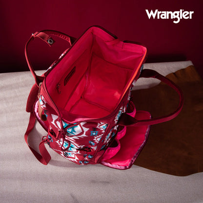 Wrangler Aztec Printed Callie Backpack (Nappy Bag) - Burgundy