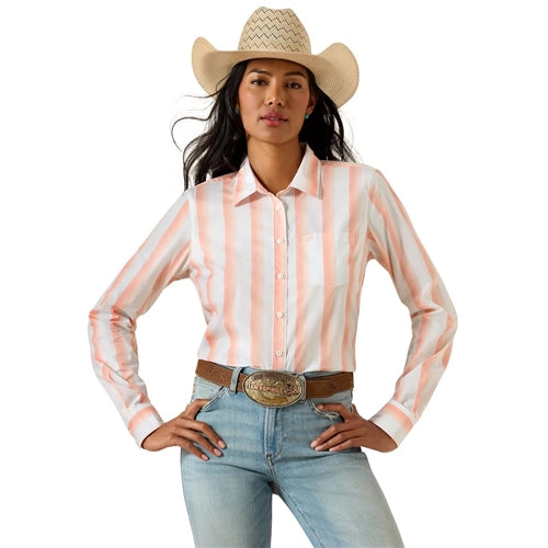 Ariat Women's Kirby Long Sleeve Peach Amber Stripe Shirt
