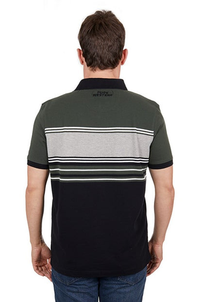 Pure Western Men's Beck SS Polo - Black/Green