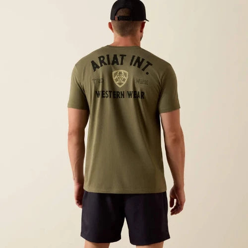 Ariat Men's Outline Shop Short Sleeve Tee Military Heather