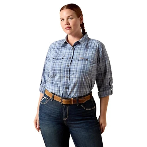 Ariat Women's Rebar Made Tough Durastretch Long Sleeve Work Shirt Coastal Fjord