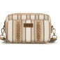 Wrangler Stripe Printed Crossbody Purse With Wallet Compartment - Khaki