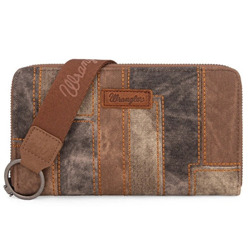 Wrangler Denim Patchwork Wallet - Brown