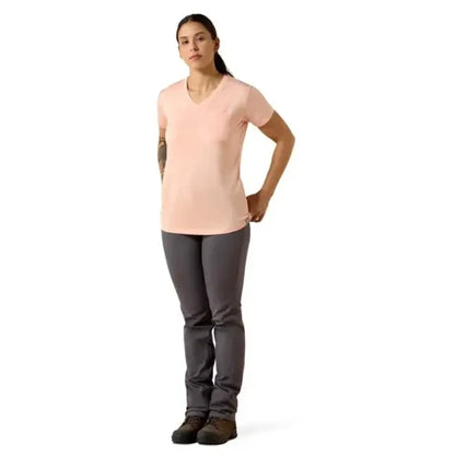 Ariat Women's Rebar Evolution Mother V- Neck Short Sleeve Tee - Papaya Punch
