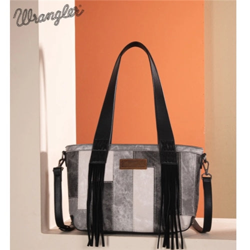 Wrangler Denim Patchwork Tote/Crossbody- Black
