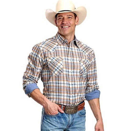 Men's Roper West Made Collection Long Sleeve Shirt - Plaid White
