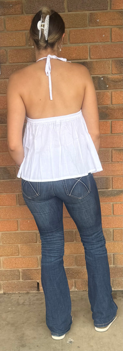 Lucy front tie shirt - White