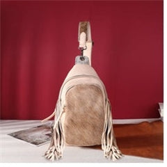 Montana West Genuine Hair-On Cowhide Fringe Sling Bag - Tan