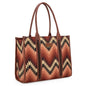 Wrangler Southwestern Pattern Dual Sided Print Canvas Wide Tote Brown