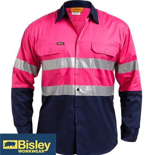 Mens L/S Cool Tape Pnk/Nvy