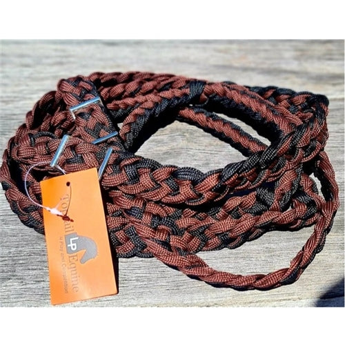 Braided Barrel Reins Brown/ Black- Toprail Equine