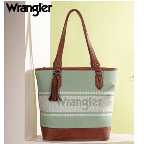 Wrangler Logo Waxed Canvas Tote - Green