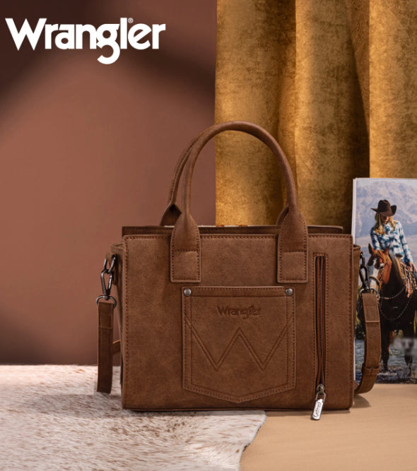Wrangler Aztec Tooled Crossbody Bag - Tan