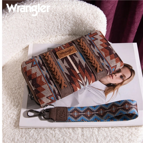 Wrangler Southwestern Art Print Wallet - Coffee