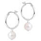 MCJ Sterling Silver Hoops with freshwater Pearls